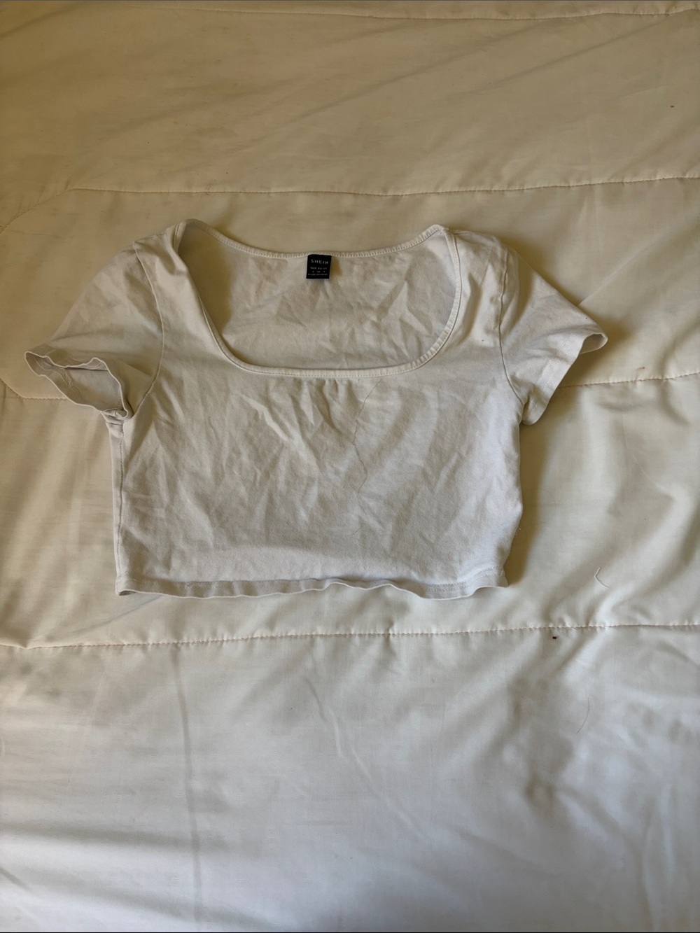 SHEIN White Scoop Neck Cropped Tee